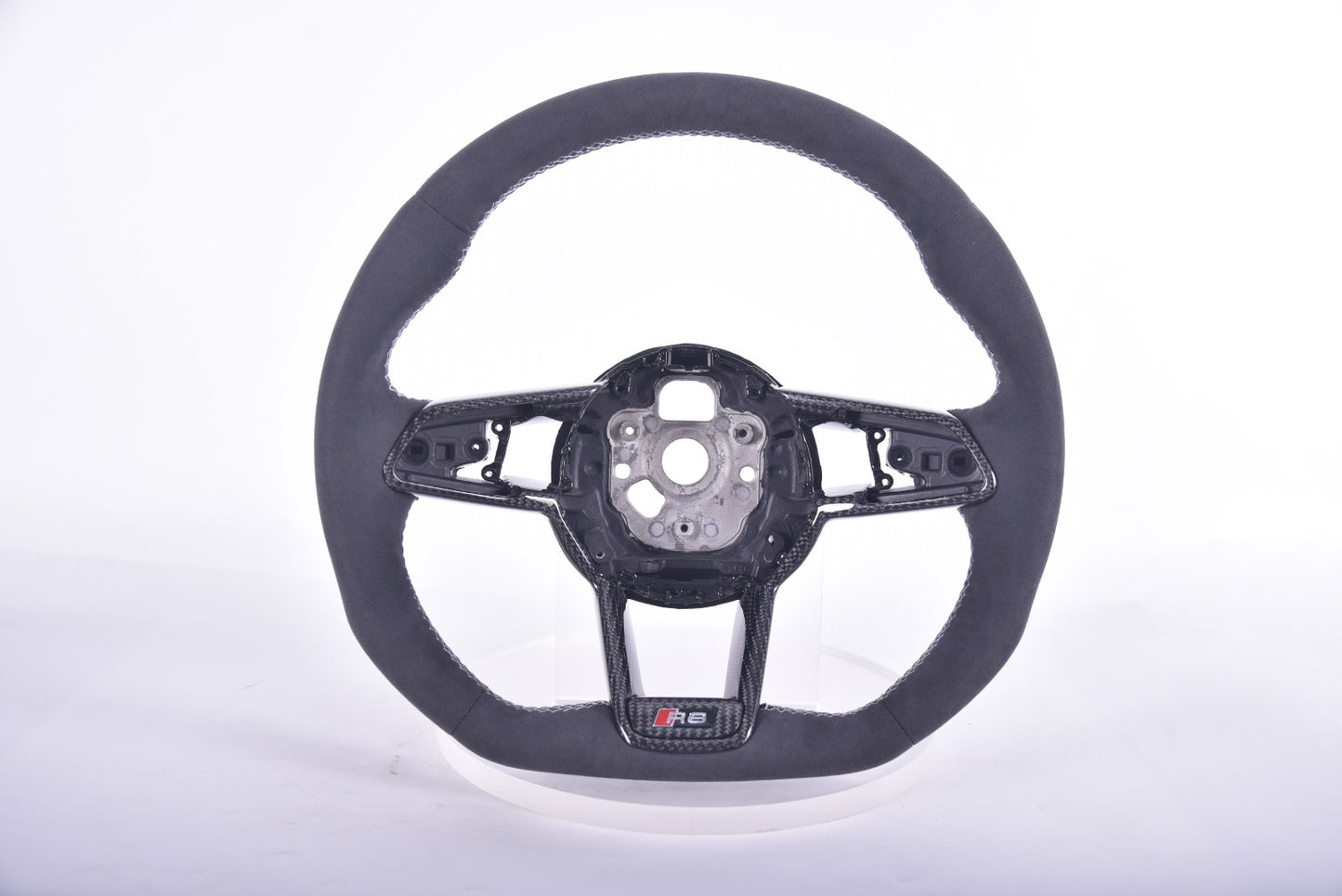 In stock Audi R8 Full Alcantara steering wheel / White Stitching / Carbon