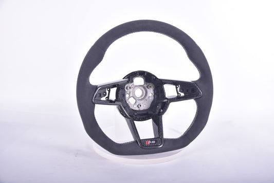 In stock Audi R8 Full Alcantara steering wheel / White Stitching / Carbon