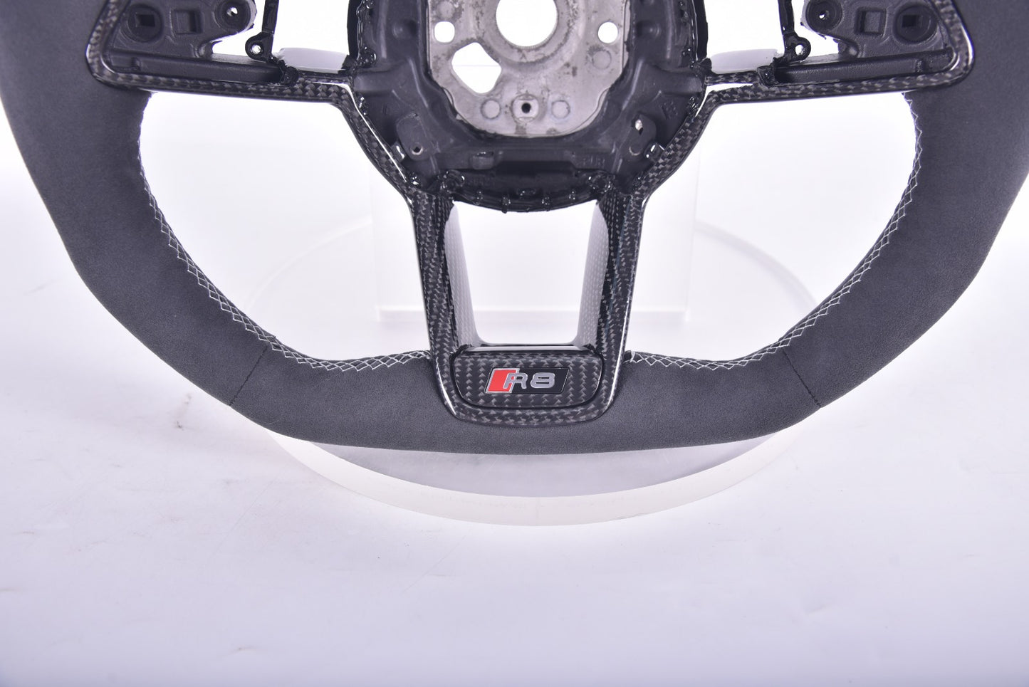 In stock Audi R8 Full Alcantara steering wheel / White Stitching / Carbon