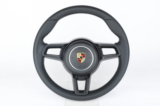 Made to Order Lwerks Porsche 991.2/997/987/981/991.1 Full leather/ White Stitch Steering Wheel Conversion/ Manual