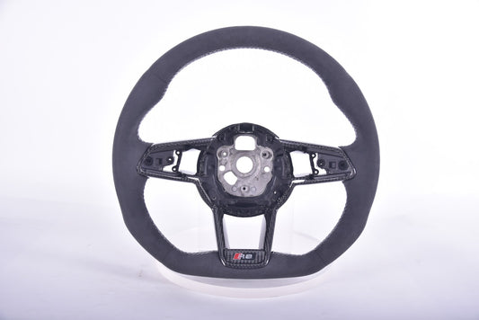 In stock Audi R8 Full Alcantara steering wheel / White Stitching / Carbon